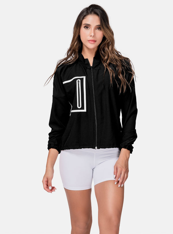 CHAQUETA DEPORTIVA MUJER CON BOLSILLO TERMOSELLADO Y CORDÓN TRENZADO TALLA S - M REF:105523