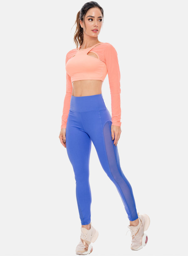 LEGGINS DEPORTIVO MUJER TELA SUPPLEX CON CORTES EN TELA SEMI TRANSPARENTE TALLA ÚNICA REF:105913