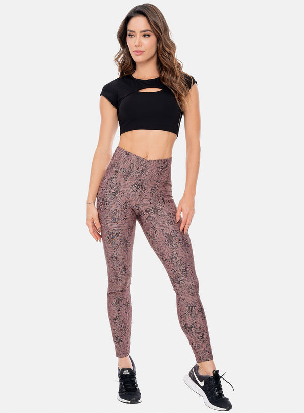 LEGGINS DEPORTIVO MUJER PRETINA CRUZADA EN TELA JAQUARD  TALLA ÚNICA REF:105963