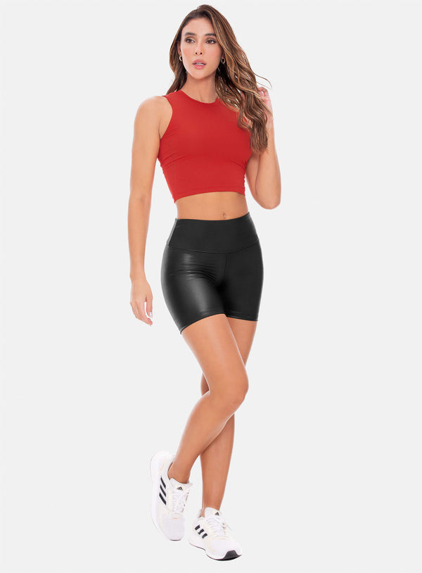 SHORT DEPORTIVO MUJER POLIÉSTER TELA APARIENCIA CUERO CON  PUSH UP REF: 107193